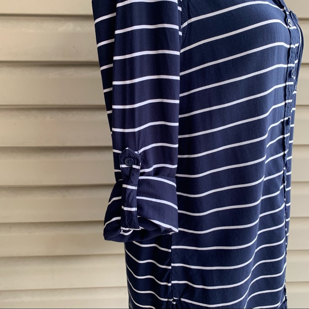 •Beachlunchlounge• Striped Tab Sleeve Blouse-SizeS - Picture 8 of 11